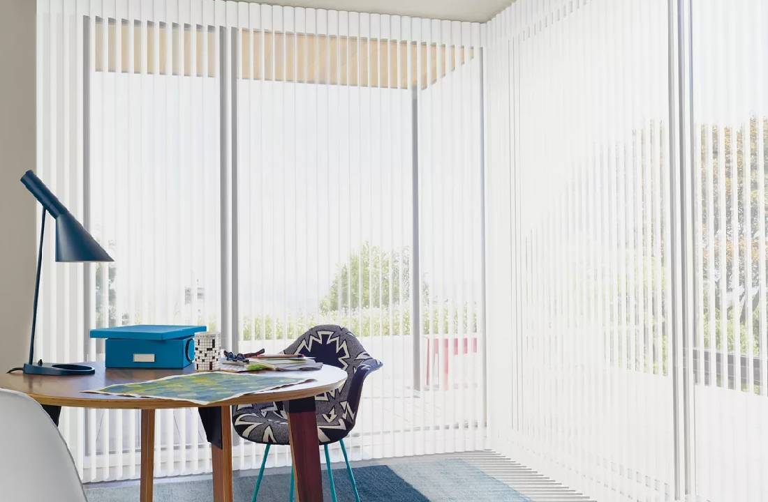 Hunter Douglas Luminette® Sheer Panels, Sheer Shades, in a Seating Area