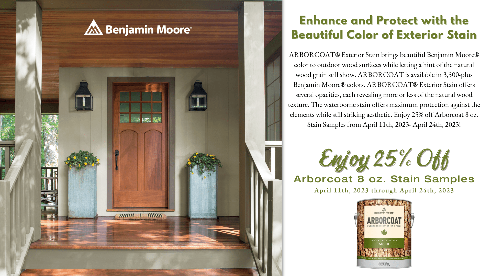 Arborcoat 25% Off Stain Sample Promotion